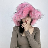 Warm Raccoon Fur Thickened Wide-brimmed Hat HES-4900