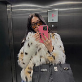 Imported Eco-friendly Fox Fur Leopard Print Fur Coat Women Short Jacket ZNFR-88778