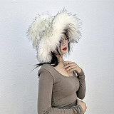 Warm Raccoon Fur Thickened Wide-brimmed Hat HES-4900