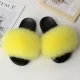 2025 Home Flat Red Fox Fur Slip-on Sandals HES-0616