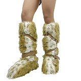 2025 New Style Faux Fur Leopard Print High-Top Lace-up Snow Boots HES-7500