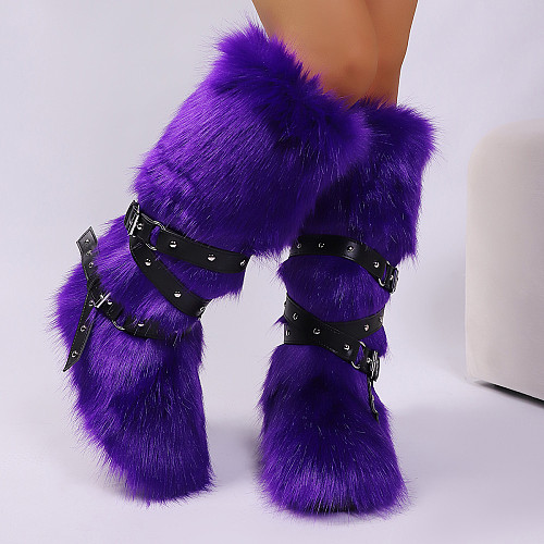 New Fleece-lined Studded Lace-up High-top Snow Boots HES-9000