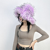 Warm Raccoon Fur Thickened Wide-brimmed Hat HES-4900