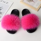 2025 Home Flat Red Fox Fur Slip-on Sandals HES-0616