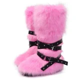 New Fleece-lined Studded Lace-up High-top Snow Boots HES-9000