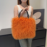2025 New Large Capacity Faux Sheep Beach Plush Shoulder Tote Bag HES-3500