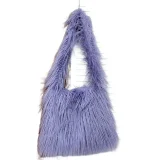 Candy-colored Long-haired Large-capacity Magnetic Snap Shoulder/Crossbody Bag HES-005