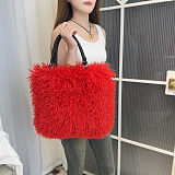 2025 New Large Capacity Faux Sheep Beach Plush Shoulder Tote Bag HES-3500