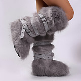 New Fleece-lined Studded Lace-up High-top Snow Boots HES-9000