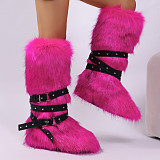 New Fleece-lined Studded Lace-up High-top Snow Boots HES-9000