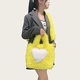 New Large-capacity Plush Tote Shoulder Bag With Heart-shaped Pattern HES-2500