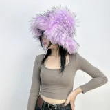 Warm Raccoon Fur Thickened Wide-brimmed Hat HES-4900