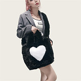 New Large-capacity Plush Tote Shoulder Bag With Heart-shaped Pattern HES-2500