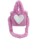 New Large-capacity Plush Tote Shoulder Bag With Heart-shaped Pattern HES-2500