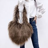 New Personalized Tan Wool Fur Heart-shaped Cute Crossbody/Shoulder Bag HES-3502