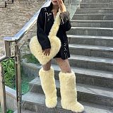 New Heart-shaped Tote Bag and Over-the-knee Faux Fur Snow Boots Set HES-8000