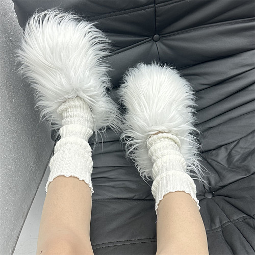 Candy-colored Plush Slippers For Home Use With Thick Soles HES-3532