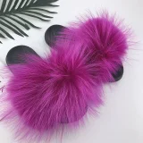 New Raccoon Fur and Fox Fur Flat Slippers HES-5290