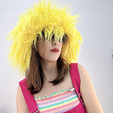 Fashionable Faux Sheep Wool Warm Plush Straw Hat HES-3028