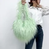 New Personalized Tan Wool Fur Heart-shaped Cute Crossbody/Shoulder Bag HES-3502