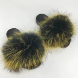 New Raccoon Fur and Fox Fur Flat Slippers HES-5290