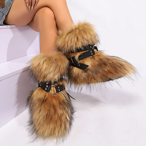 2025 New Style Cross-Strap Leather Snow Boots HES-8500