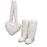 New Heart-shaped Tote Bag and Over-the-knee Faux Fur Snow Boots Set HES-8000