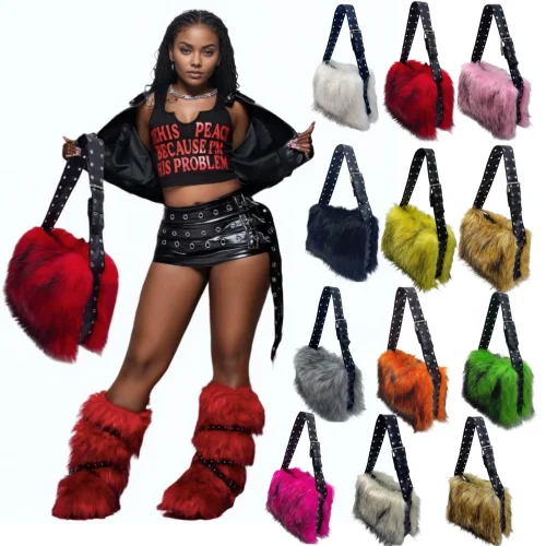 2025 Autumn/Winter New Large Capacity Motorcycle Shoulder/Crossbody Fur Bag HES-3093