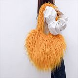 New Personalized Tan Wool Fur Heart-shaped Cute Crossbody/Shoulder Bag HES-3502