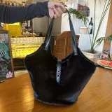 2025 Fashion Retro Shoulder Bag with Mink Fur Commuter Tote Bag HES-2537