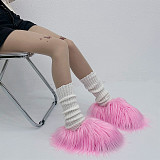 Candy-colored Plush Slippers For Home Use With Thick Soles HES-3532