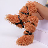 2025 New Style Cross-Belt Buckle Fur-lined High-top Snow Boots HES-7572