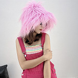 Fashionable Faux Sheep Wool Warm Plush Straw Hat HES-3028