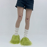 Candy-colored Plush Slippers For Home Use With Thick Soles HES-3532