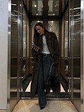 Lazy Style Fox Fur Coat Long Brown Street Women Imitating Fur ZNFR-KJ1302