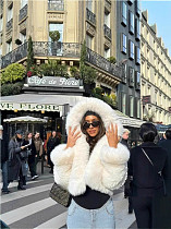 Fur Short Hooded Jacket For Women Teddy Fur Coat ZNFR-88487