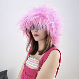 Fashionable Faux Sheep Wool Warm Plush Straw Hat HES-3028