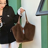 2025 Fashion Retro Shoulder Bag with Mink Fur Commuter Tote Bag HES-2537
