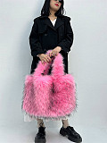 New Large-capacity Fur-trimmed Plush Shoulder Tote Bag HES-011