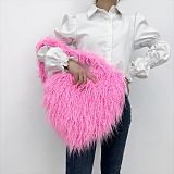 New Personalized Tan Wool Fur Heart-shaped Cute Crossbody/Shoulder Bag HES-3502