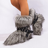 2025 New Style Cross-Strap Leather Snow Boots HES-8500