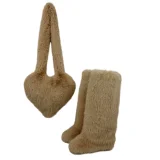 New Heart-shaped Tote Bag and Over-the-knee Faux Fur Snow Boots Set HES-8000