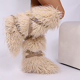 2025 New Style Cross-Belt Buckle Fur-lined High-top Snow Boots HES-7572
