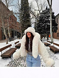 Fur Short Hooded Jacket For Women Teddy Fur Coat ZNFR-88487