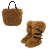 New Faux Sheepskin Tote Bag and Flat Leather Belt Snow Boots Set HES-1050