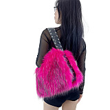 2025 Autumn/Winter New Large Capacity Motorcycle Shoulder/Crossbody Fur Bag HES-3093
