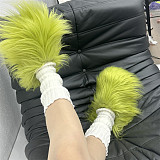 Candy-colored Plush Slippers For Home Use With Thick Soles HES-3532