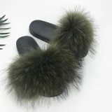 New Raccoon Fur and Fox Fur Flat Slippers HES-5290