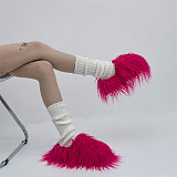 Candy-colored Plush Slippers For Home Use With Thick Soles HES-3532