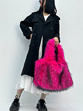 New Large-capacity Fur-trimmed Plush Shoulder Tote Bag HES-011